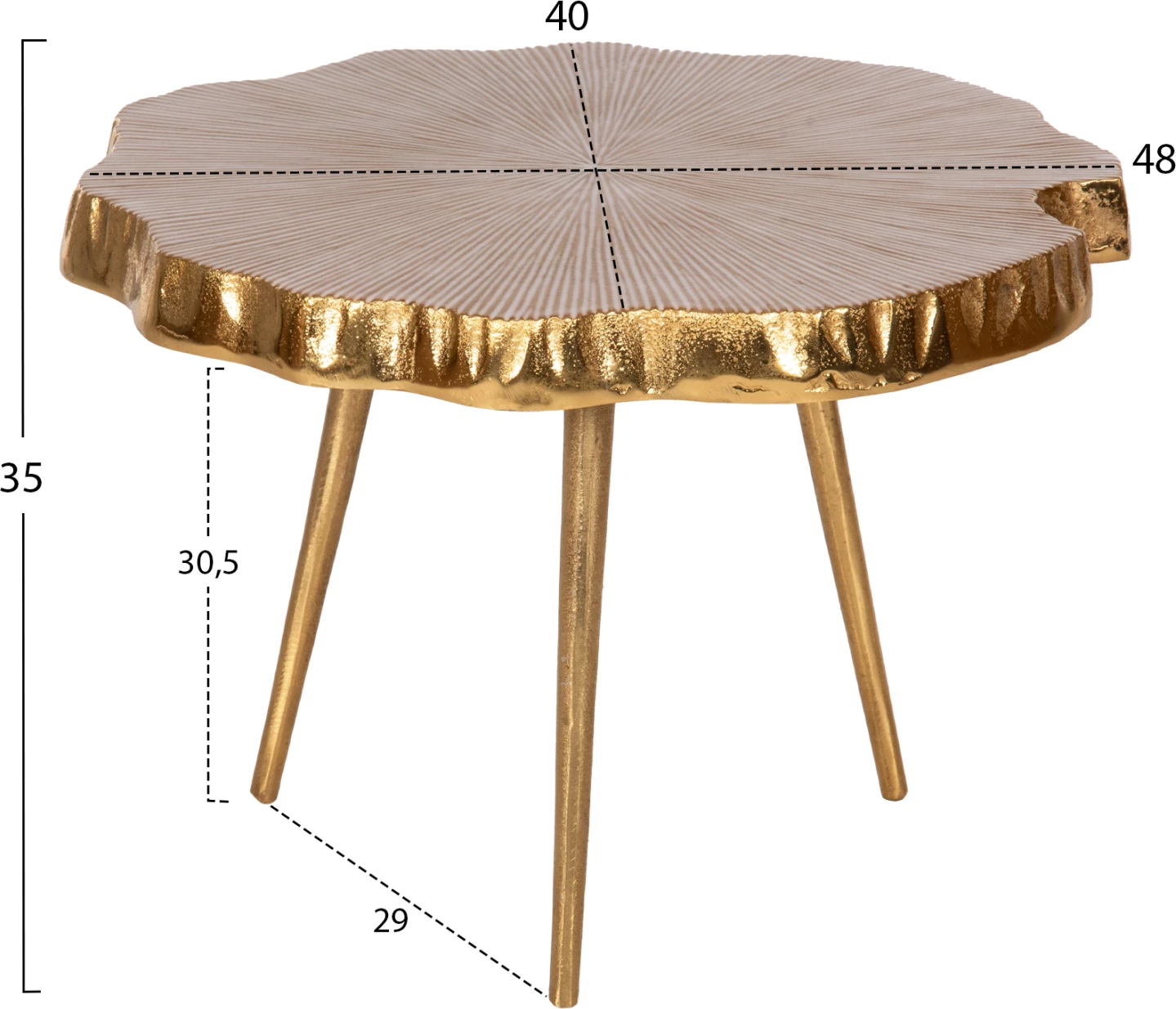 Tavolinë anësore ANGUL FH4264 metalik në ar-bardhë 48x40x35H cm