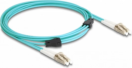 Kabllo fiber optike DeLOCK LC Duplex në LC Duplex, OM3, 3m, me armaturë metalike, aqua
