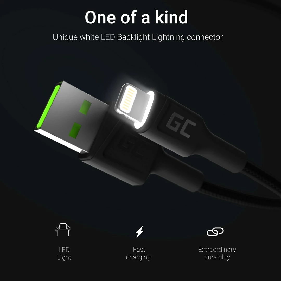 Kabllo Green Cell KABGC05 lightning 1.2 m, E zezë