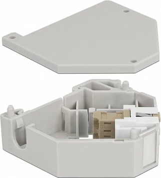 Adapter shinë DIN DeLOCK, Keystone LC Duplex femër-femër, bezhë/gri/bardhë