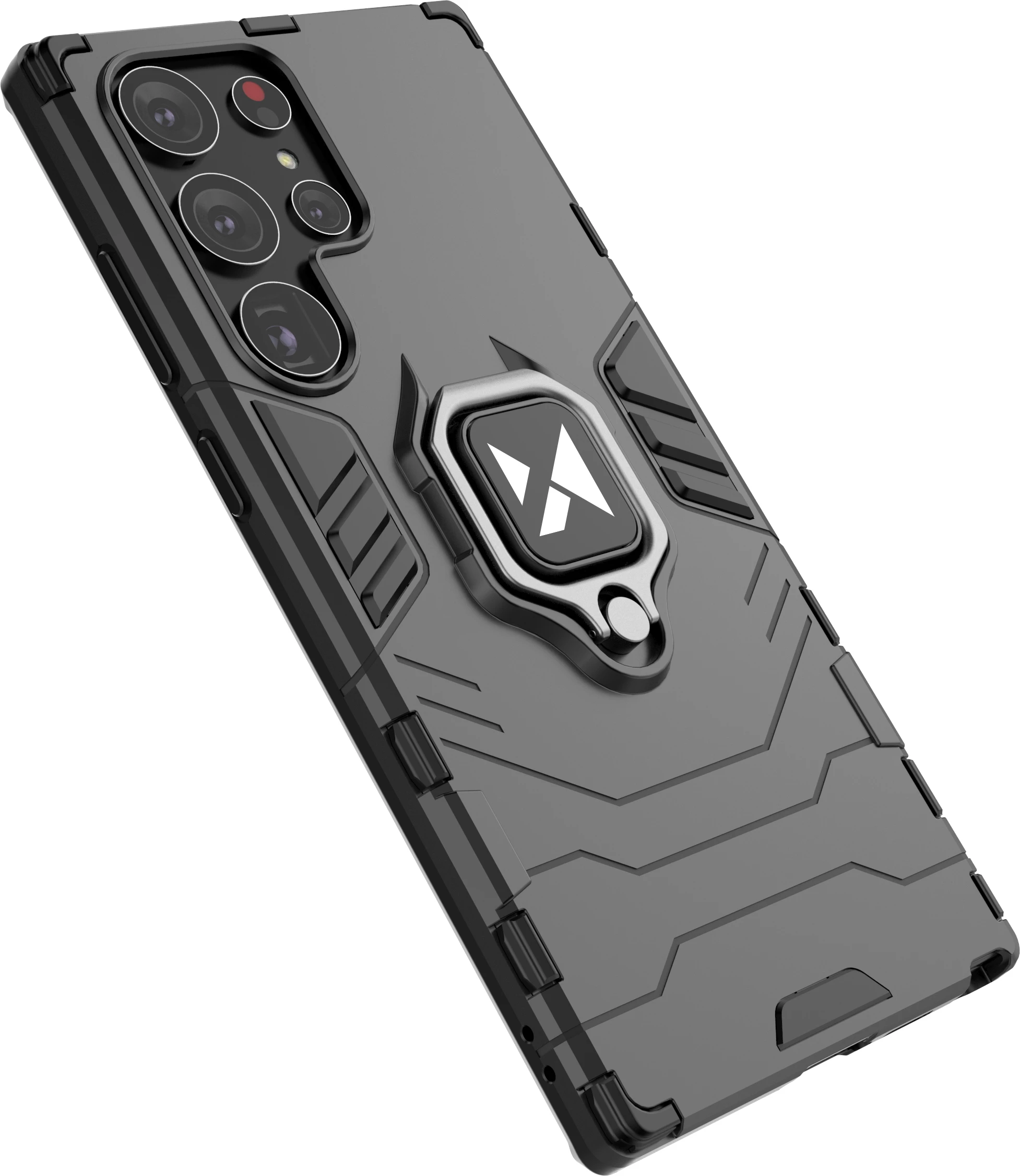 Mbështjellës Wozinsky Ring Armor për Samsung Galaxy S23 Ultra, me unazë dhe këmbalec, e zezë