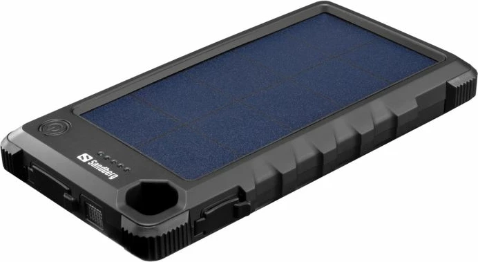 Powerbank solar SANDBERG Outdoor 420-53 10000 mAh IP66 PD20W/22.5W, ngjyrë e zezë, set me kabllo MicroUSB dhe karabiner