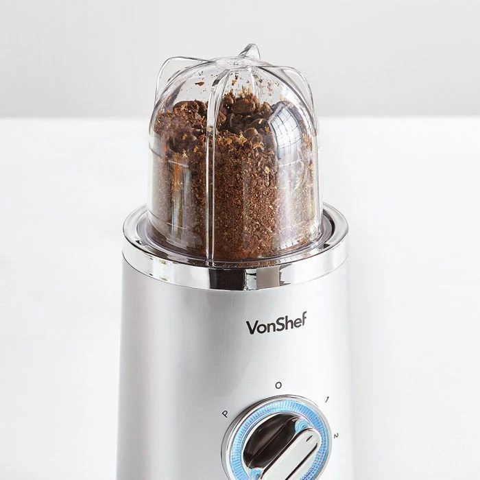 Blender multifunksional 4-në-1 VonShef 2013124, enë 1L + gota 500ml/300ml, argjendtë/zi, set