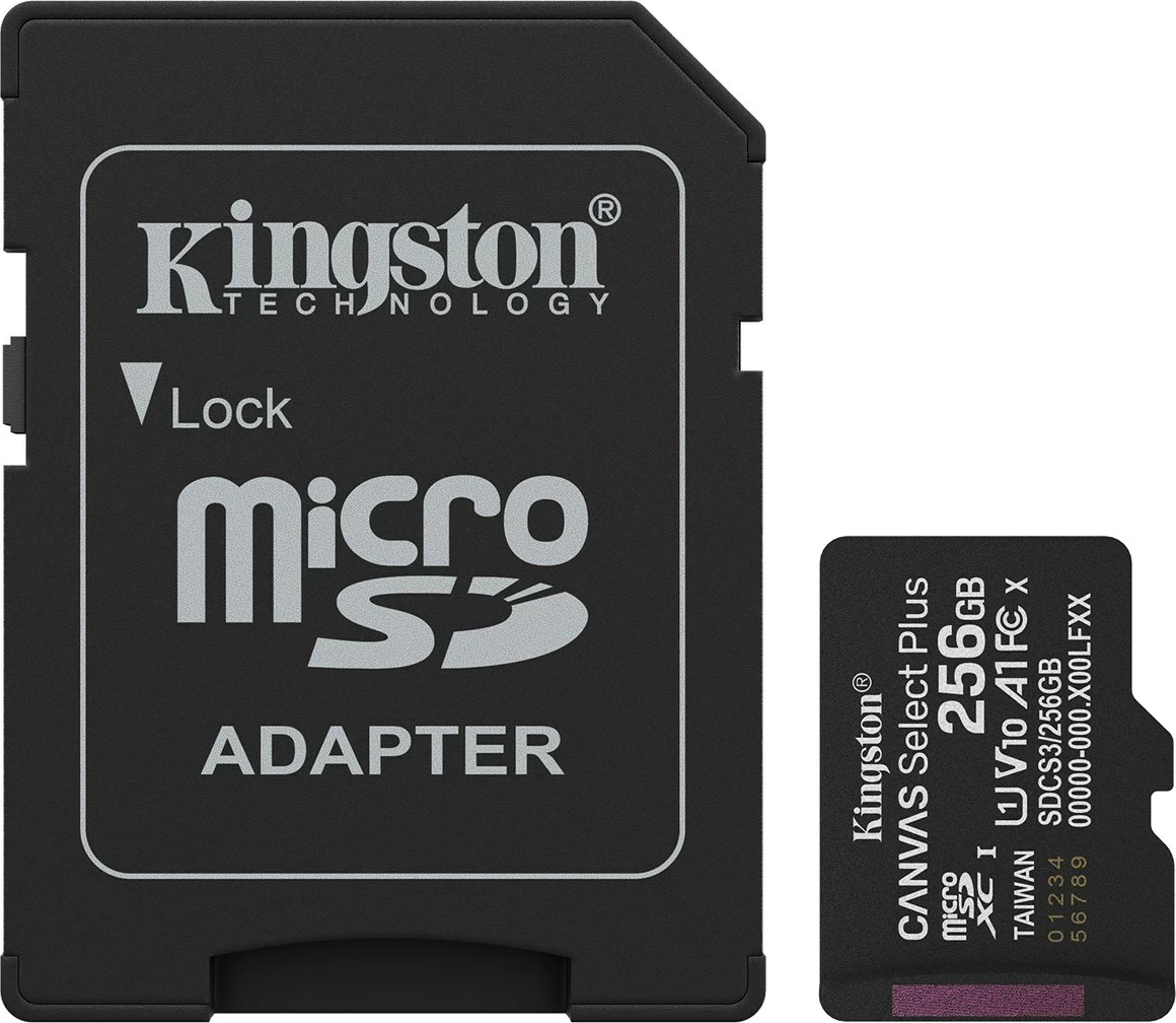 Kartelë memorie microSDXC Kingston Canvas Select Plus Gen3 256GB me adapter, e zezë