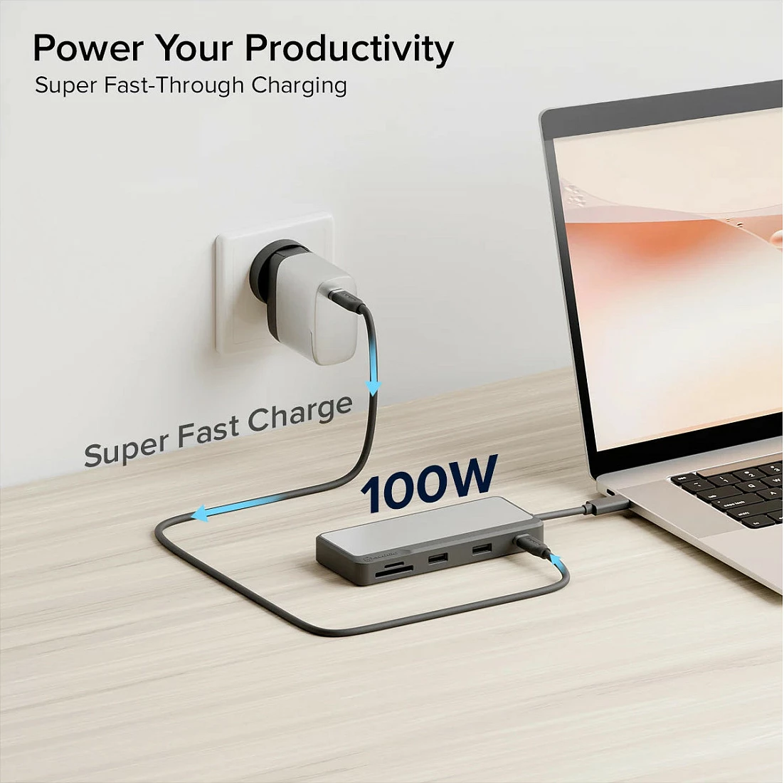 Dock USB-C ALOGIC Pro Axis 8-në-1, Dual Display 4K 60Hz, HDMI + DisplayPort, LAN, SD/MicroSD, Gri