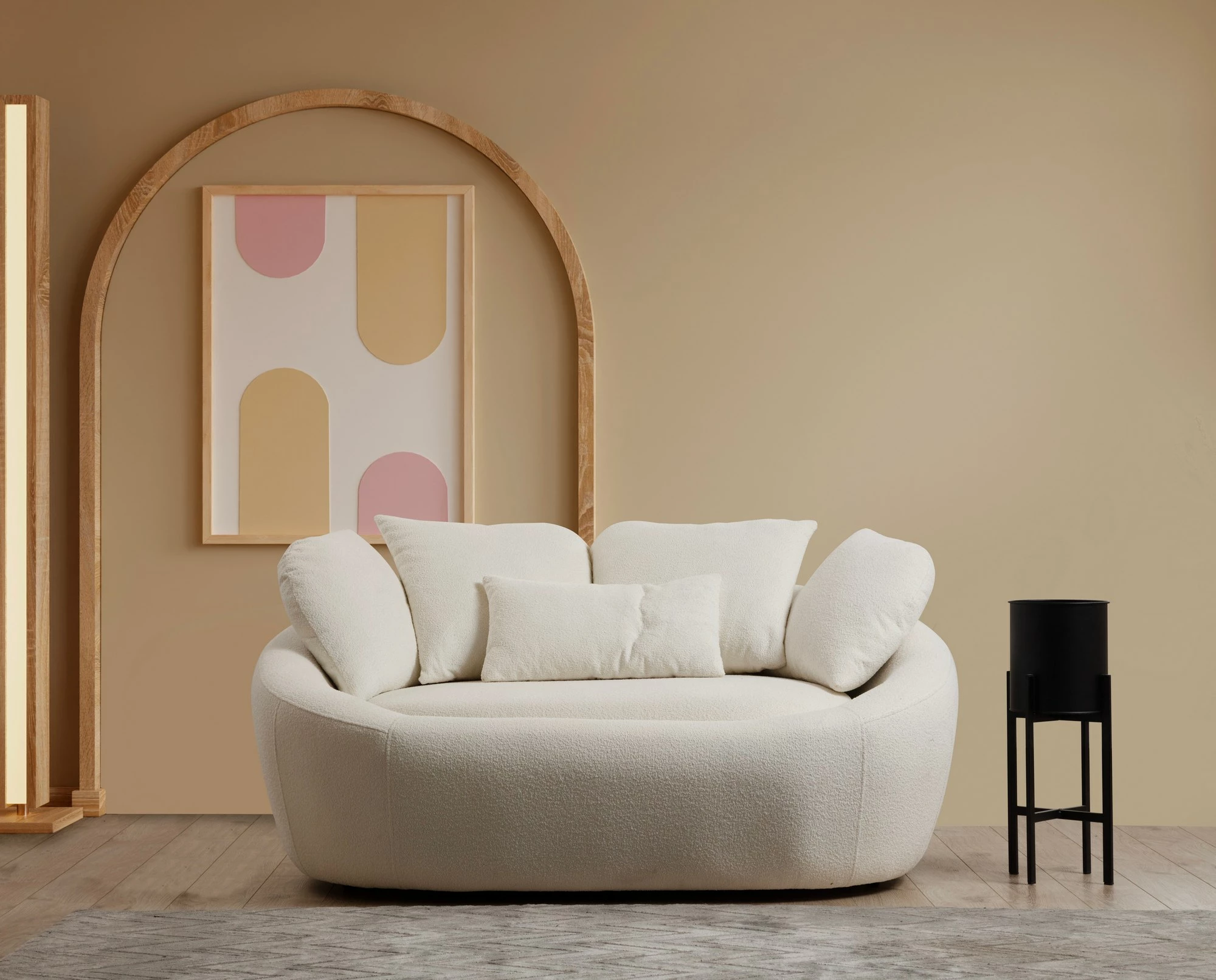 Divan dy ulëshe Atelier del Sofa, Midye - Love Seat, ngjyrë krem