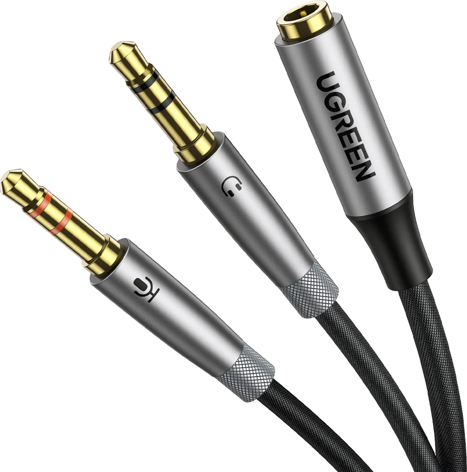 Kabllo ndarëse audio Ugreen AV193 50255, 3.5 mm mini jack (female) në 2x 3.5 mm mini jack (male), 20 cm, Argjend
