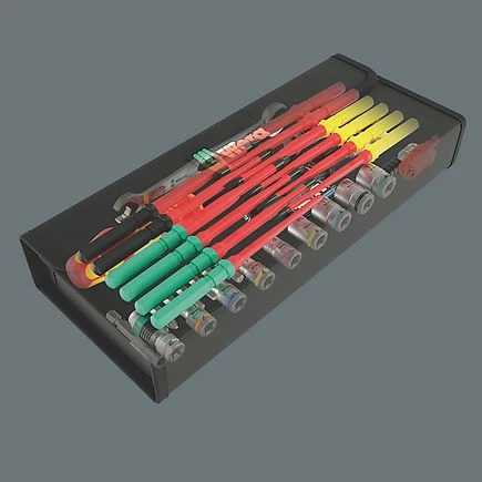 Set veglash Wera 05135870001, 35 copë, kasë tekstili, e zezë