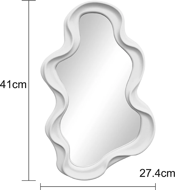 Pasqyrë asimetrike Liquid, ngjyrë e bardhë, 26x2.7x39cm