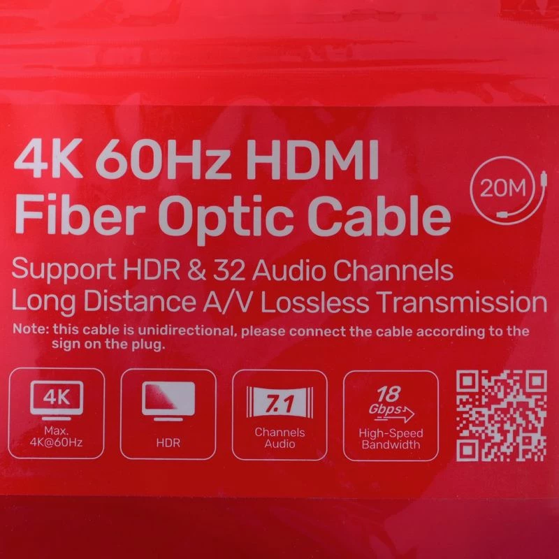 kabllo HDMI 2.0 optike Unitek 20m, e zezë
