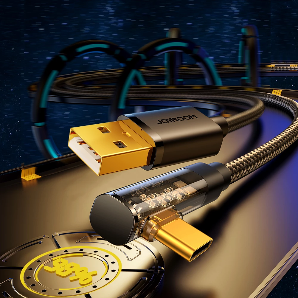 Kabllo USB-C me kënd 90°, Joyroom S-UC027A6, 1.2m, 3A, e zezë