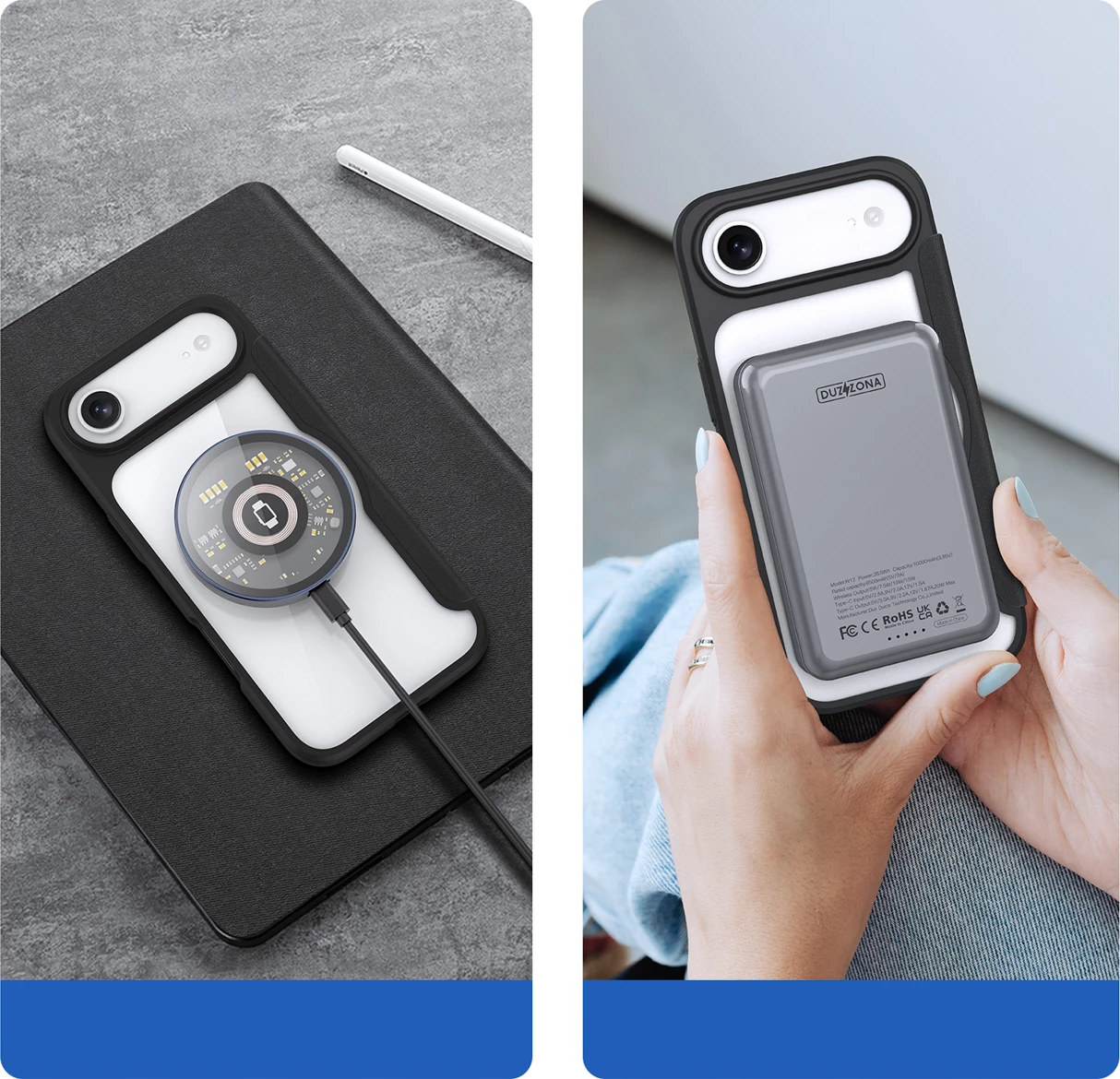 Mbështjellës Dux Ducis Skin X Pro për iPhone 17 Air, me portofol, MagSafe, e zezë