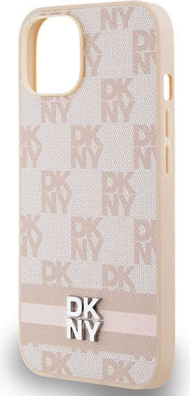 Mbështjellës DKNY Checkered Mono Pattern & Printed Stripes për iPhone 15 Plus / 14 Plus, Rozë
