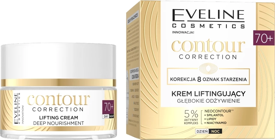 Krem fytyre për gra Eveline Cosmetics Contour Correction Deep Nourishing Lifting Cream 70+, 50ml