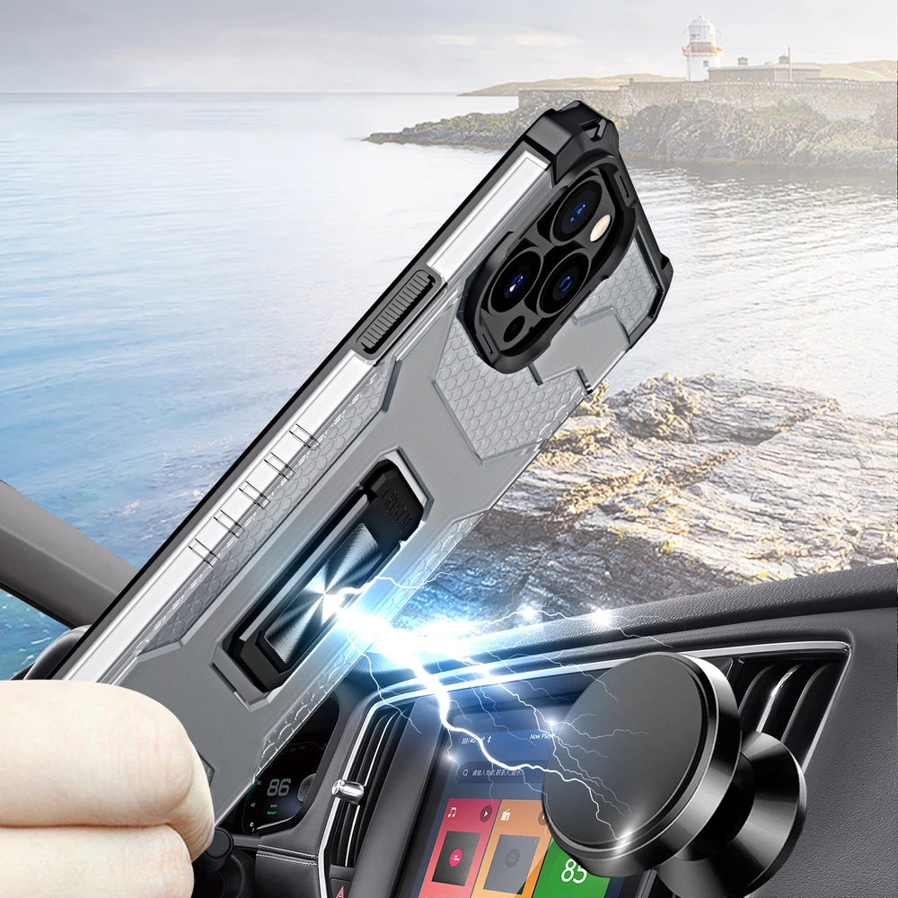 Mbështjellës Hurtel Crystal Ring Case me mbajtëse, për iPhone 12 Pro Max, e zezë