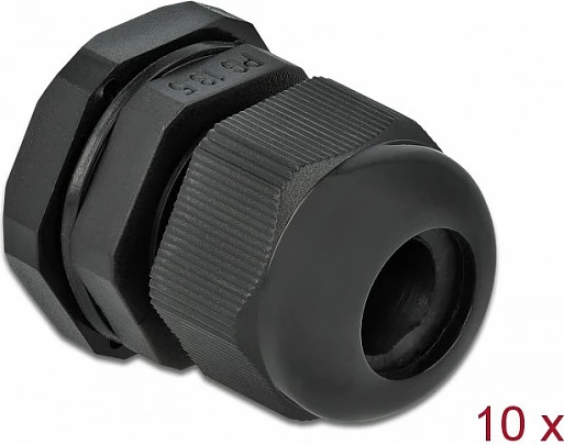 Glandë kabllo DeLOCK PG13.5, IP68, për kabllo 12 mm, set 10 copë, e zezë