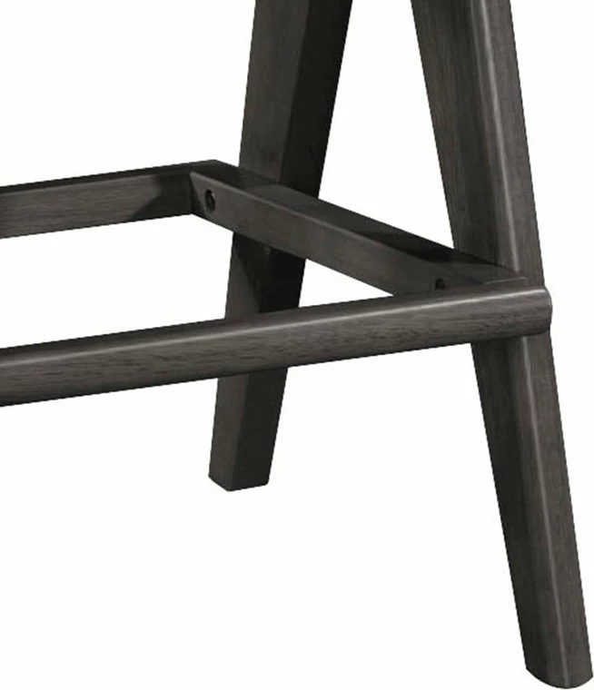 Karrige për bar Winslow, dru rubberwood, ngjyrë e zezë, ratan pvc natyral, ulëse gri, set prej 2 copë, 44.5x46x98cm