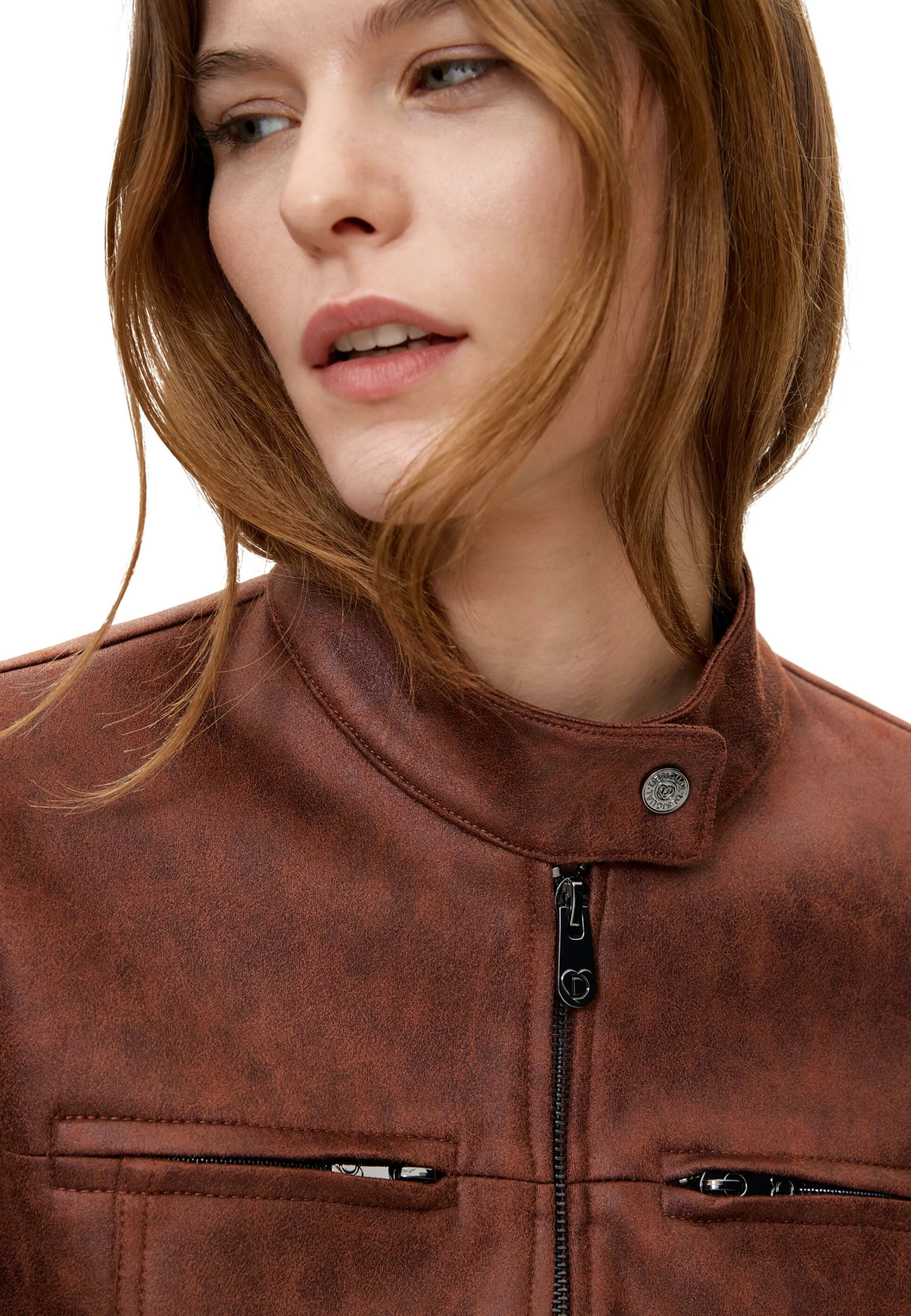 Jakne për femra Desigual CHAQ_BIKERCY 26WWEW09, kafe [Madhësia: XS]