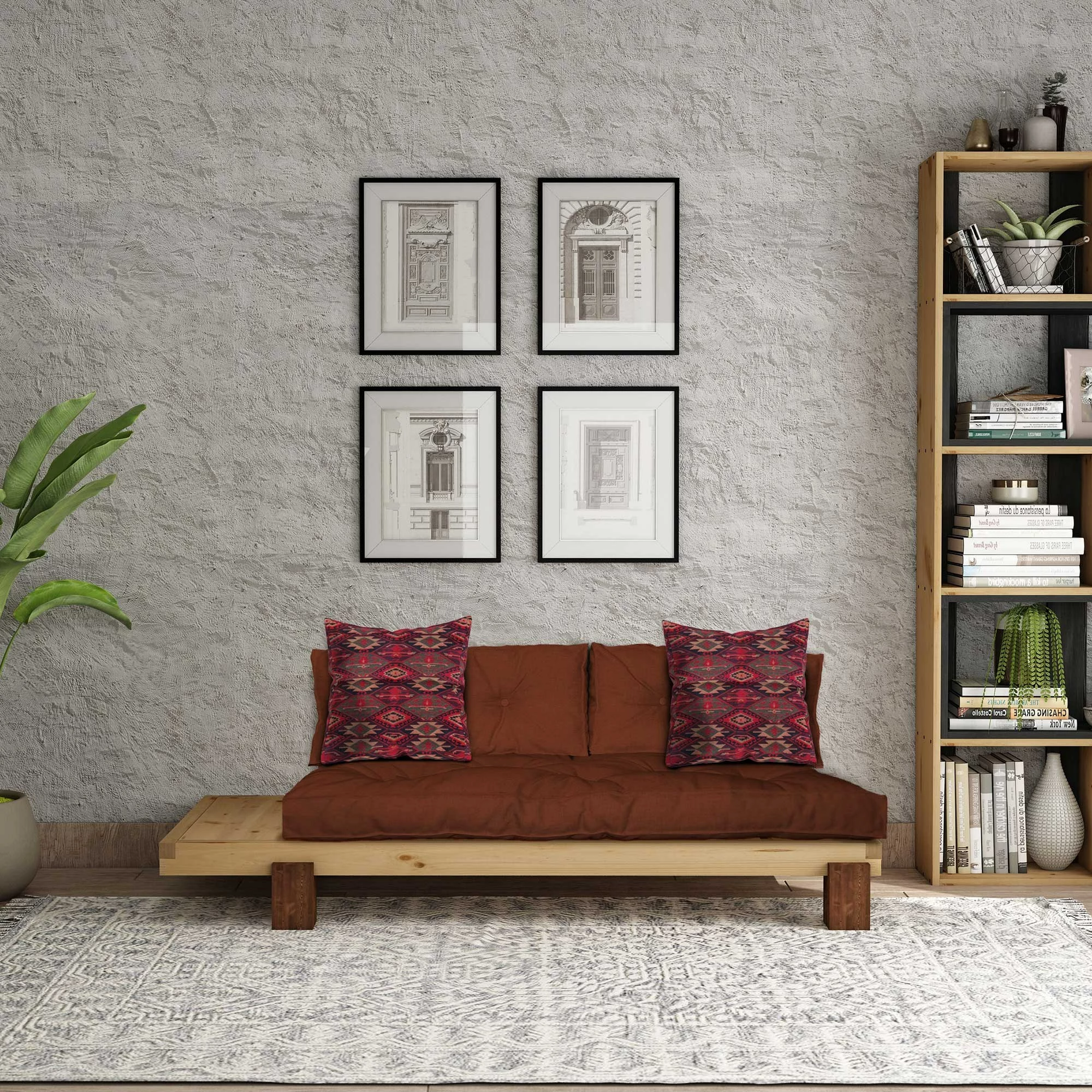Lounge Atelier del Sofa, ngjyrë natyrale dhe e kuqe tjegull, CPT8373-200