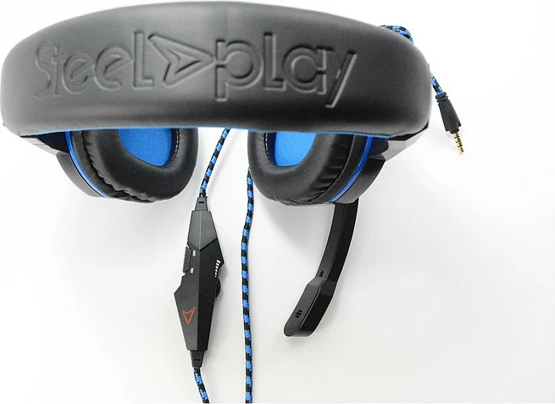 Kufje me mikrofon Steelplay HP41, me kabllo 2.4m, 3.5mm, Gaming, të zeza/blu
