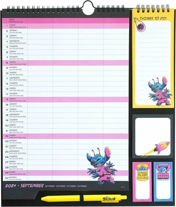 Planer muri Disney Stitch 2024/2025, 29.5x34 cm, 16 muaj