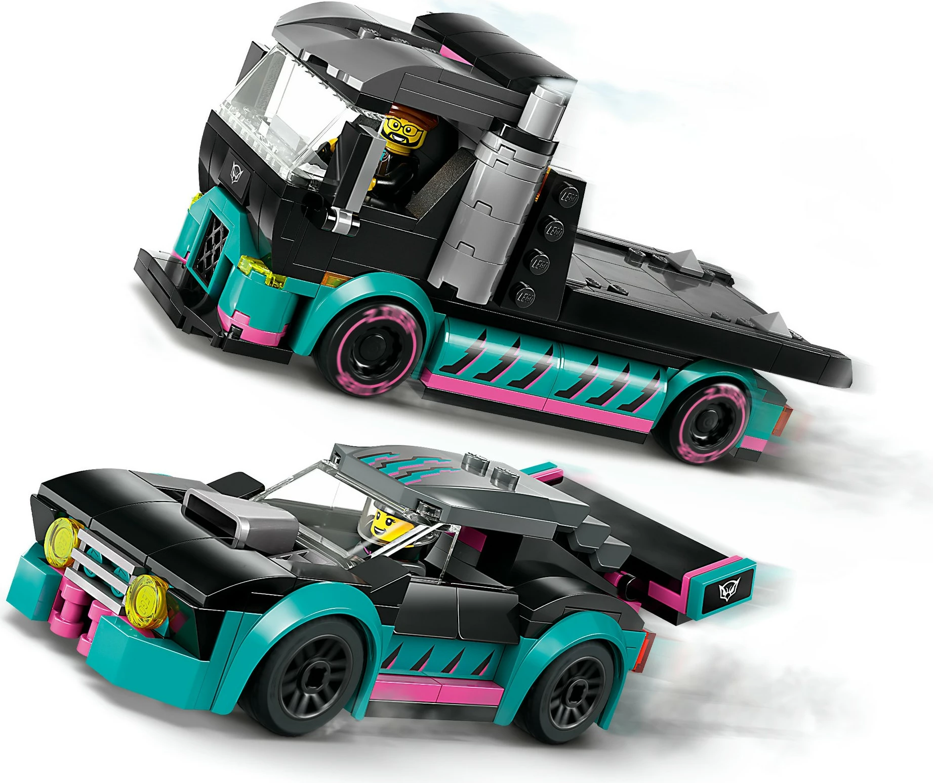 Set ndërtimi LEGO City 60406, autotransporter me makinë gare, 328 pjesë, shumëngjyrësh