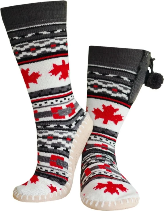 Pantofla të brendshme me ngrohje me çorape Glovii GQ4M, nr. 36-40 (M), 2x 2500mAh, 3 nivele (34/39/44°C), motiv norvegjez, set me 2 bateri + kabllo USB, bardhë/kuqe/gri