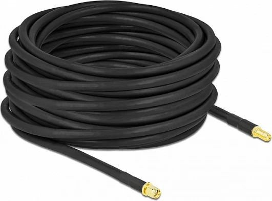 Kabllo antene DeLOCK LMR300 15 m, SMA mashkull në SMA femër, i zi