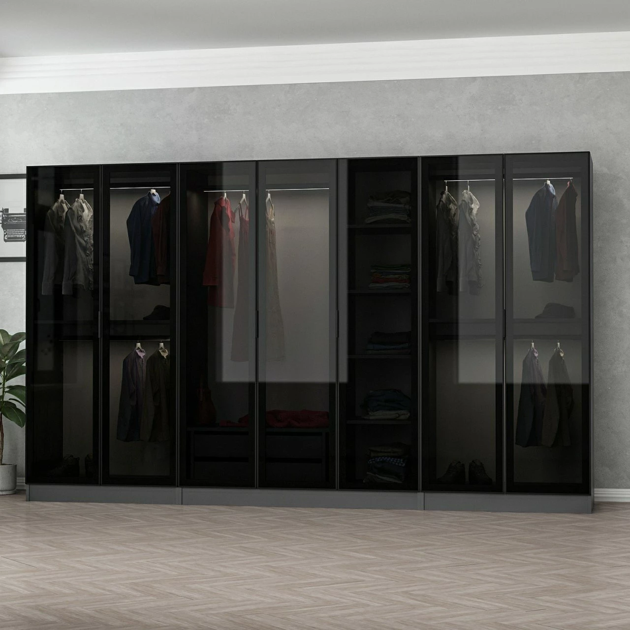 Dollap Skye Decor, anthracite e zi, 315x190x52cm
