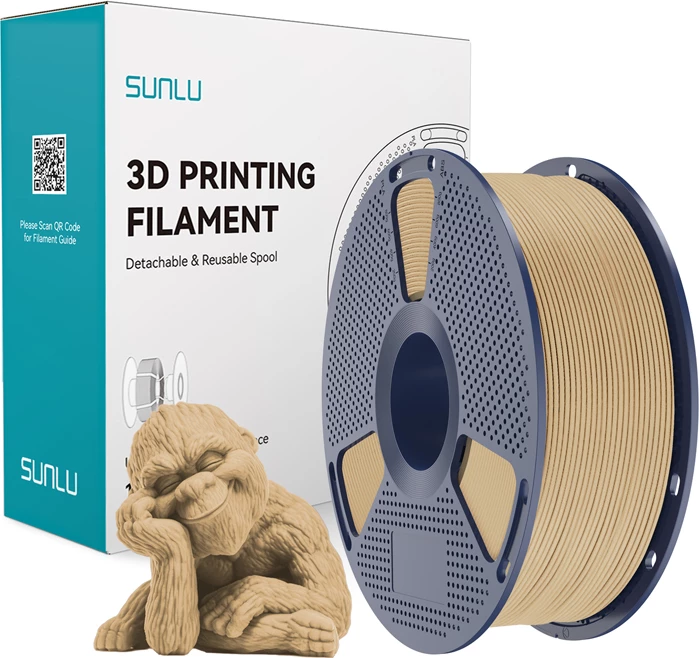 Filament për printim 3D SUNLU Wood Map, PLA Wood me 15% pluhur druri, Maple