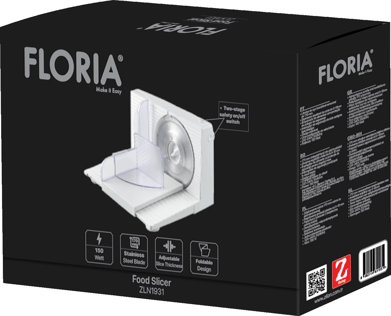 Salamoreznicë Floria ZLN 1931 150 W, teh inox 170 mm, prerje 0-15 mm, e bardhë
