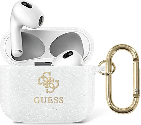 Mbështjellës Guess GUA3UCG4GT për AirPods 3, Transparent Glitter