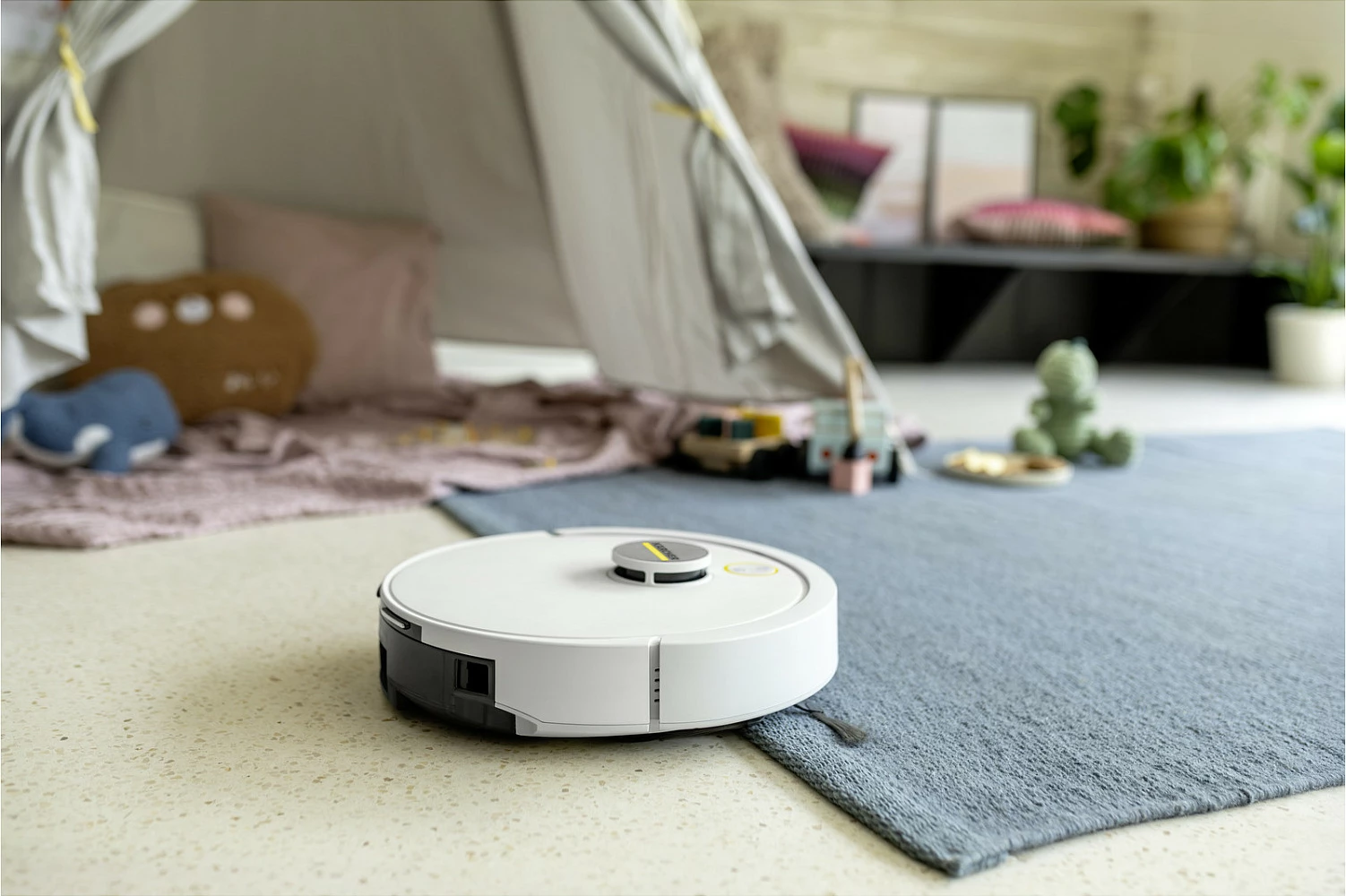 Fshesë robotike Kärcher RVC 3 Comfort, LiDAR, Wi‑Fi, mopim i lagësht, 2600 mAh, e bardhë