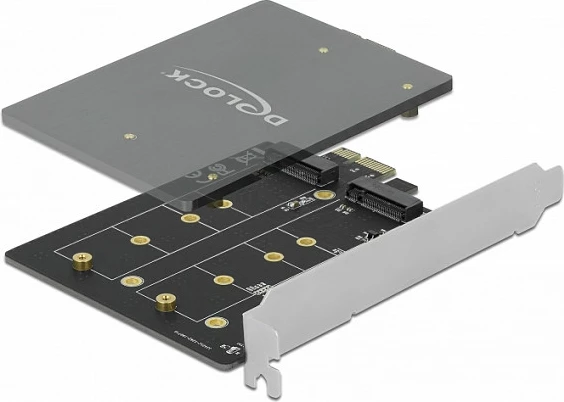 Kartelë zgjerimi PCIe DeLOCK 90432, 2x M.2 SATA (B-Key), PCIe 3.0, e zezë