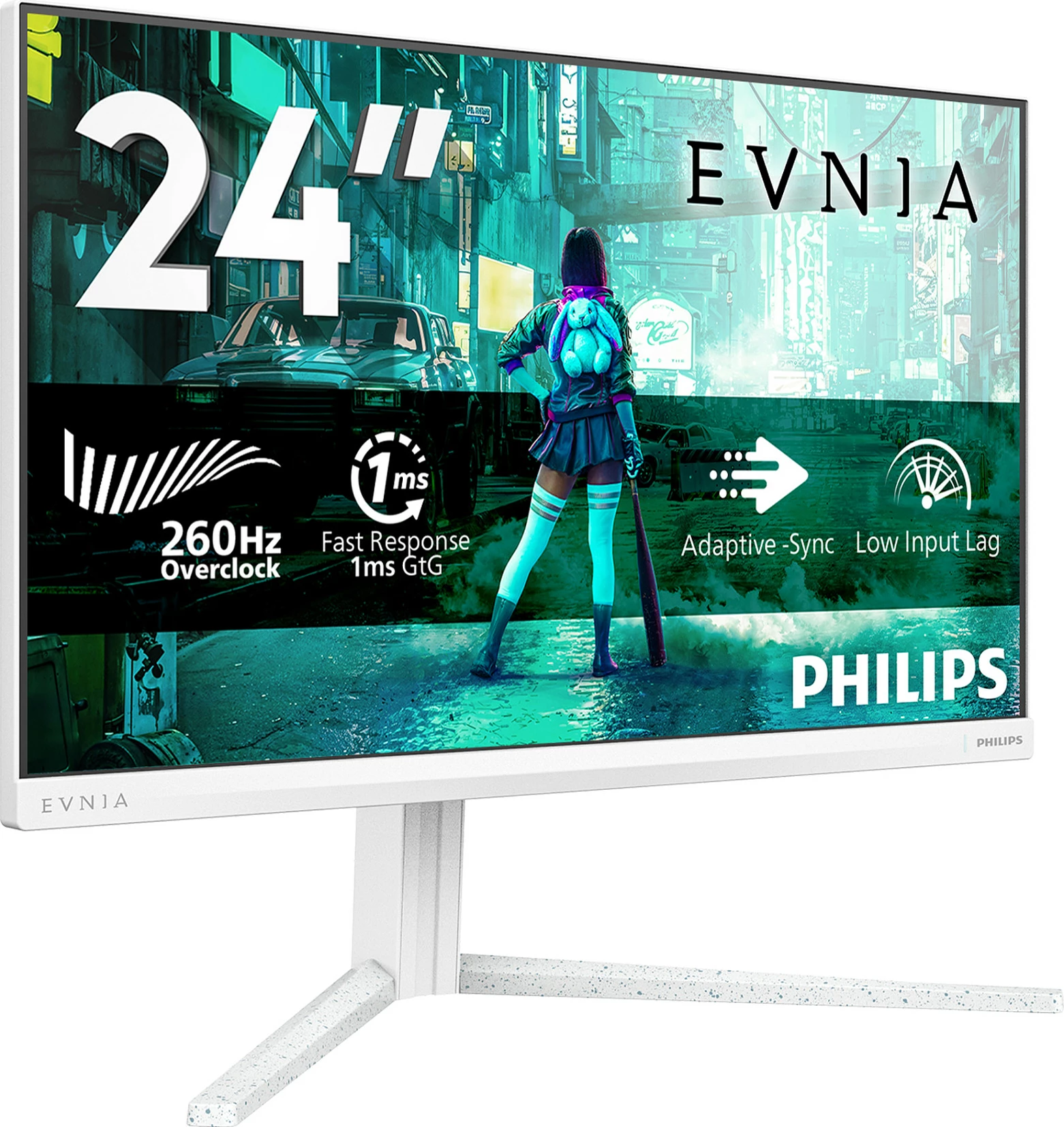 Monitor Philips Evnia 24M2N3201P/00, 23.8", Full HD, Fast IPS, 260Hz, 1ms, HDR, i bardhë