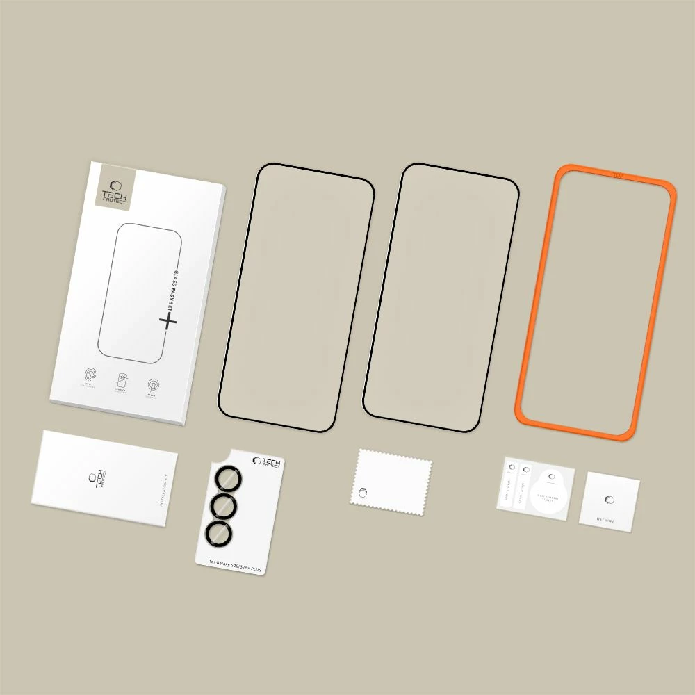 Set mbrojtës xhami i kalitur Tech-Protect Easy Set+ për Samsung Galaxy S26, 3-pack, i zi
