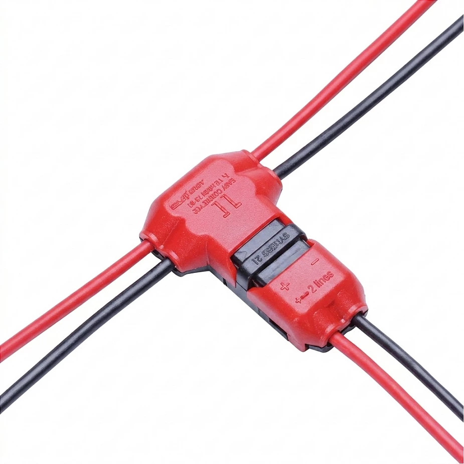 Lidhës T për shirit LED Synergy21 Easy Connect, 2-linjë, i kuq