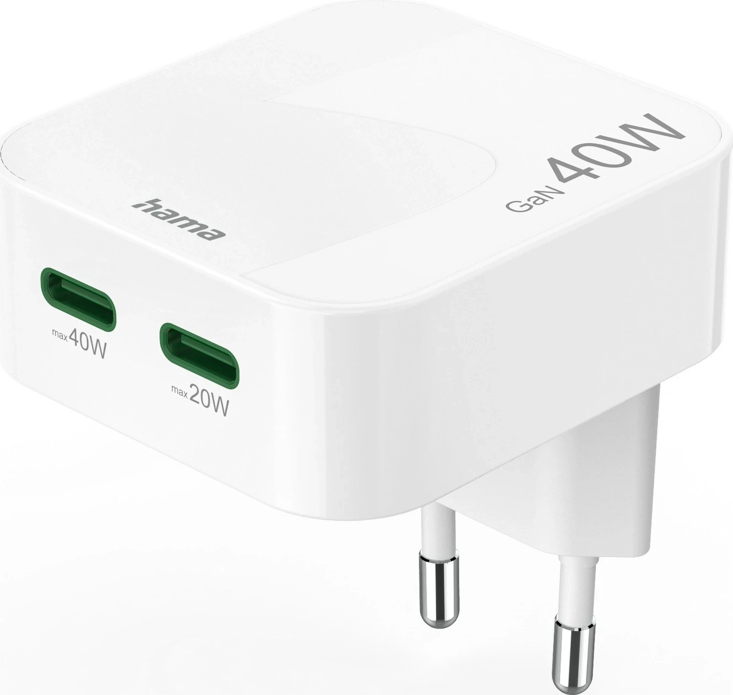Karikues Hama 40W, 2x USB-C, i bardhë, palueshëm