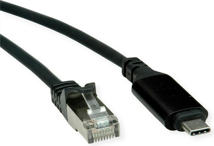 Adapter USB-C në Ethernet ROLINE 12.02.1165, 1m, Gigabit, i zi