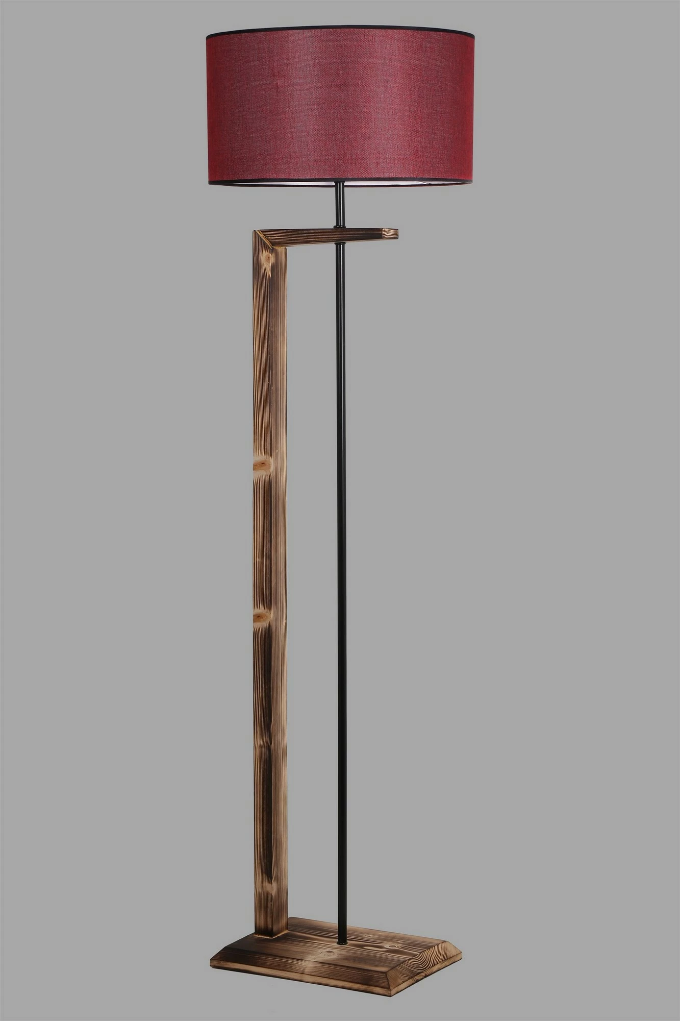 Llambë dyshemeje Opviq, trup druri dhe metali, abazhuri bordo, 163cm