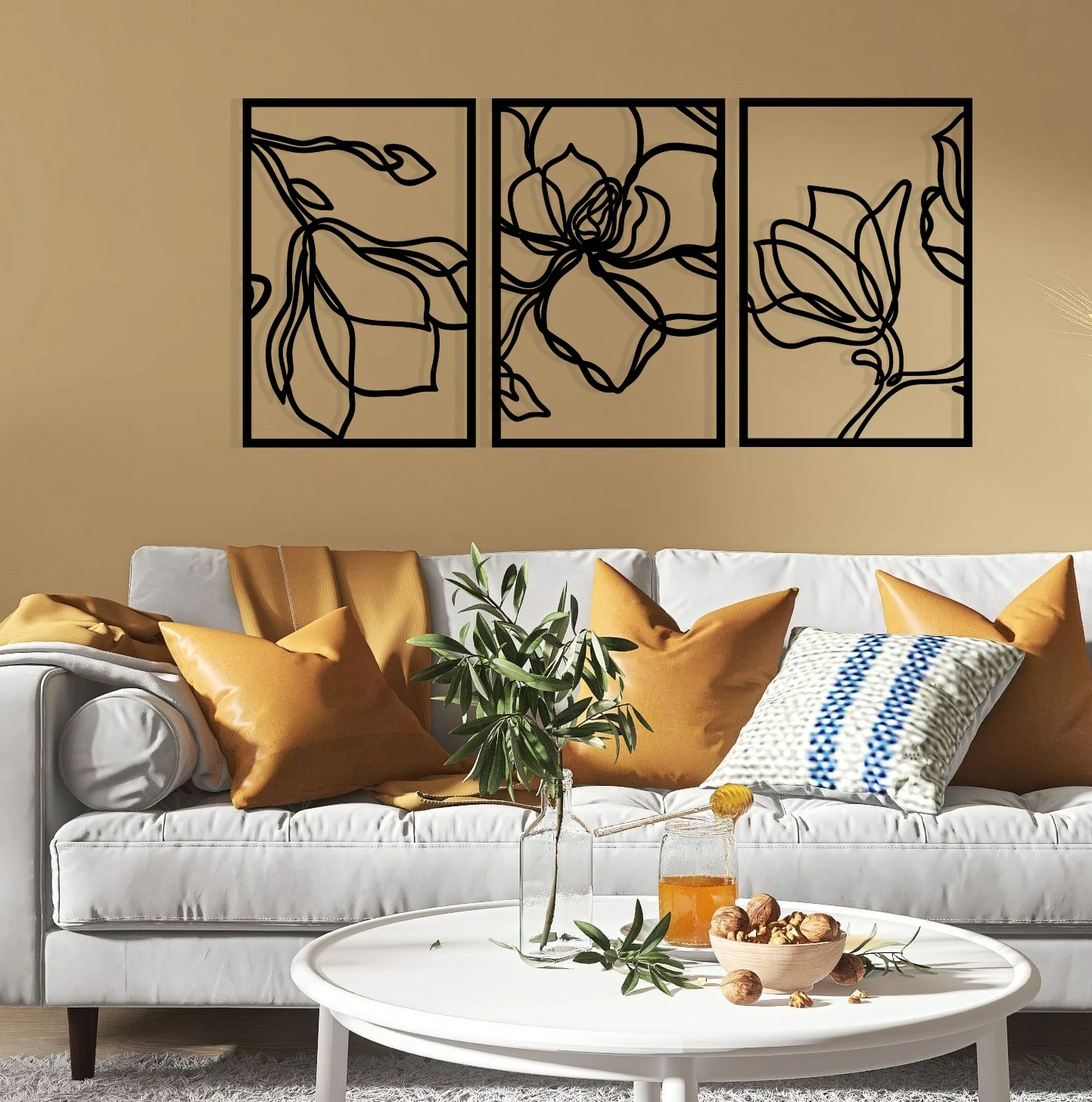 Aksesor dekorativ metalik për mur, Wallity Adda, ngjyrë e zezë, 120x56.5cm