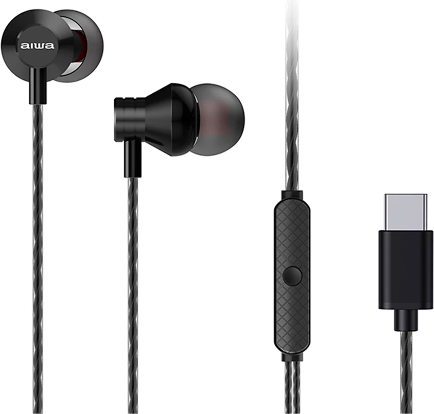 Kufje me kabllo Aiwa ESTM-50USB-C, USB-C, me mikrofon, 10mm, 1.2 m, zi
