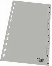 Ndarës dokumentesh Durable A4, tabe 1-10, PP, gri
