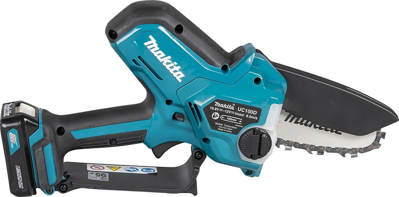Mini sharrë zinxhir me bateri Makita UC100DZ, 12V, shinë 10 cm, pa bateri/karikues, blu/zezë