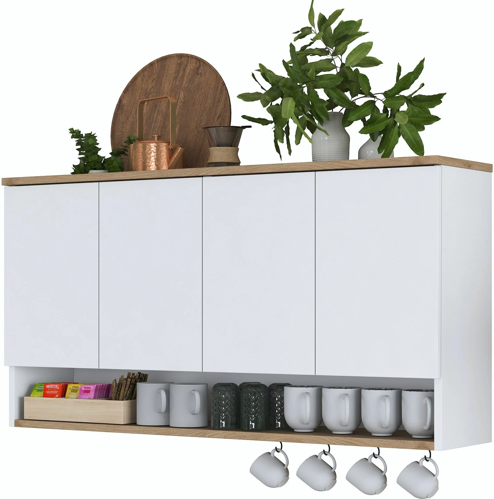 Dollap muri Skye Decor, JE198 - 3811, ngjyrë arre dhe e bardhë