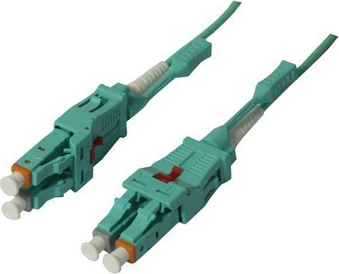 Kabllo patch fibra optike Synergy21 LWL LC-LC OM3 50/125µm, 5m, Uniboot Push/Pull, aqua