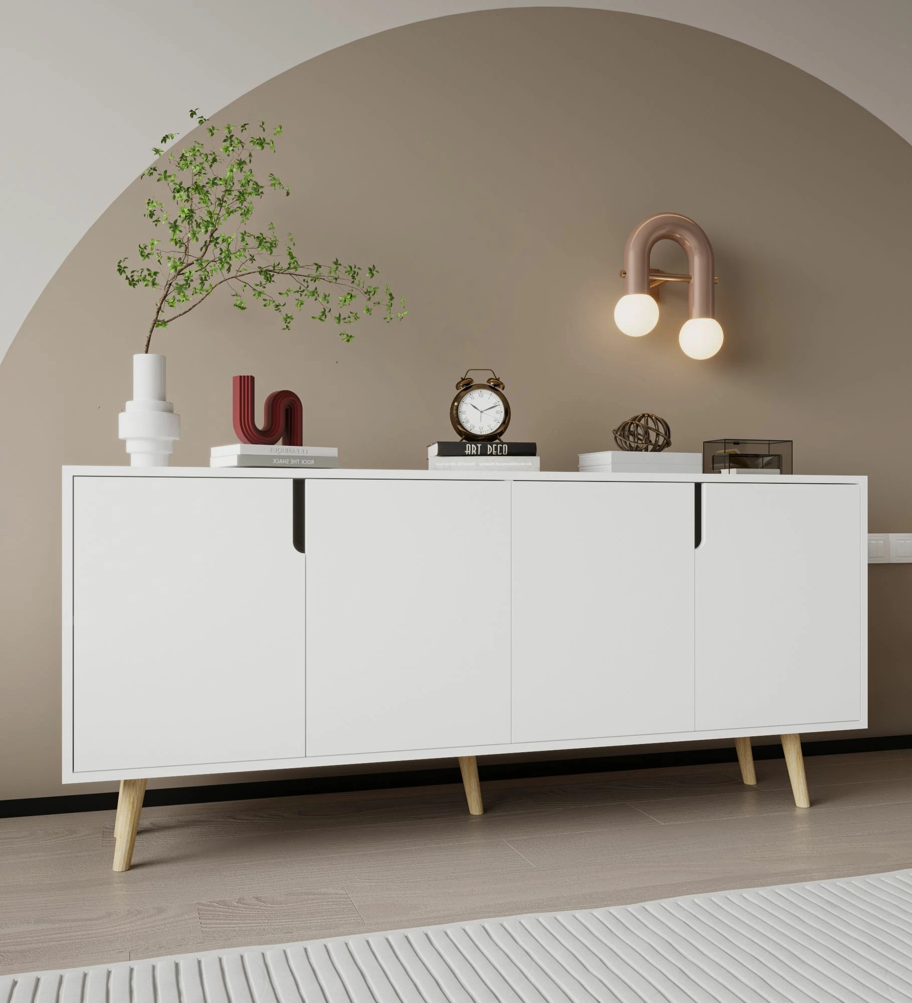 Konsolë moderne Skye Decor Latina, e bardhë, 180 cm