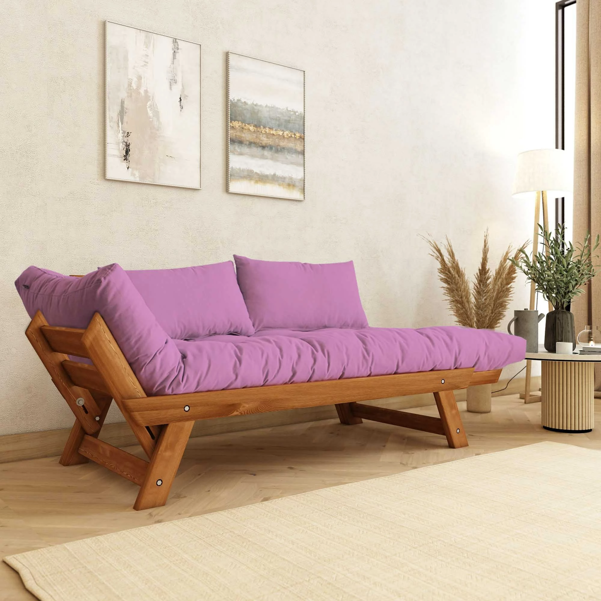 Divan për kopsht, dy vende, Skye Decor, CPT8162-210, ngjyrë teak dhe rozë