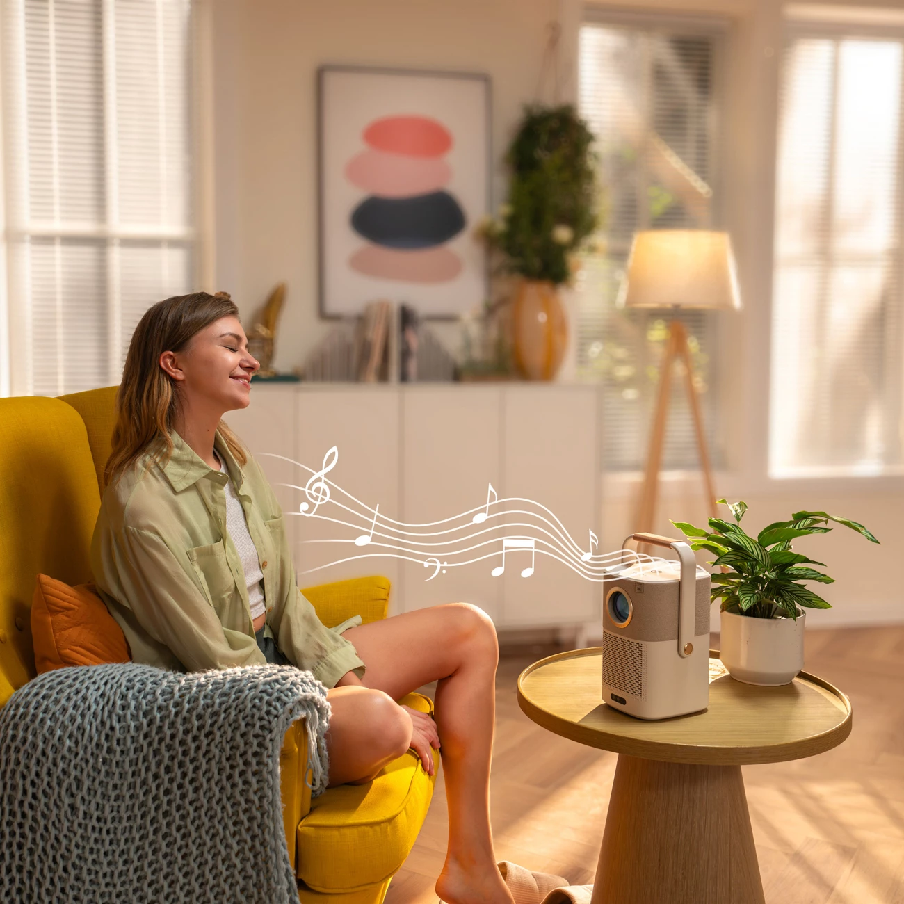 Projektor multimedia Yaber T2 Plus, Full HD 1080p, JBL Speakers, Google TV dongle, Bezhe