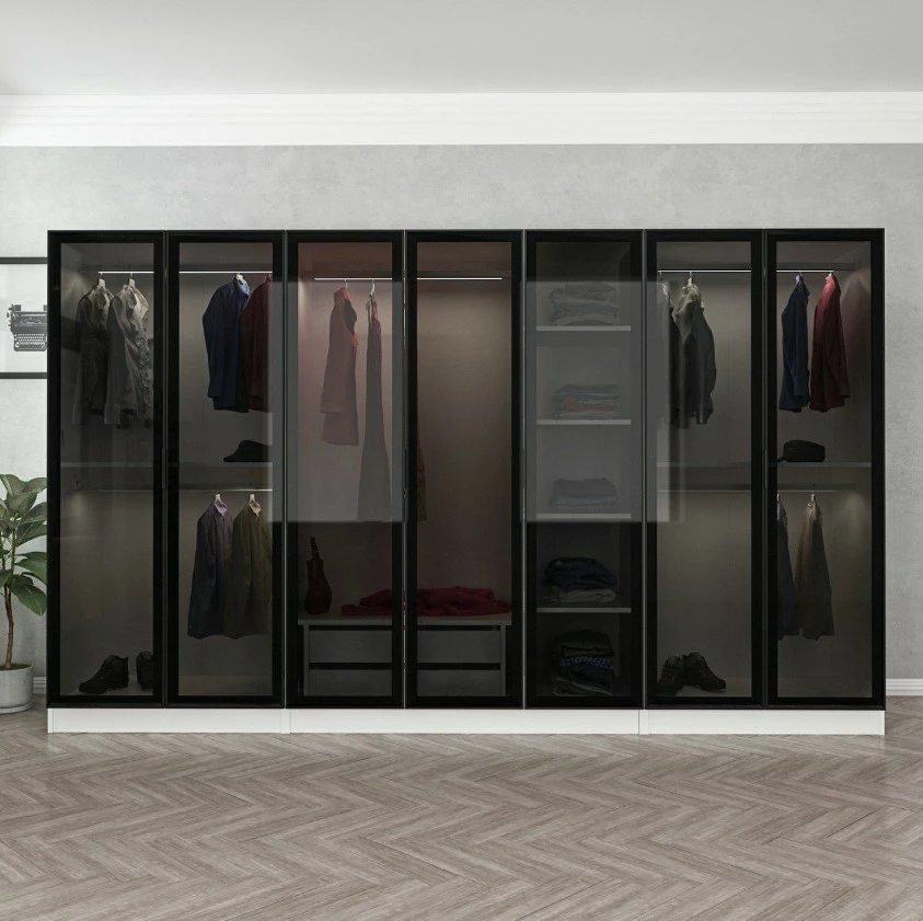 Dollap modern për dhomë gjumi, ngjyrë e bardhë dhe e zezë, Skye Decor, 6639